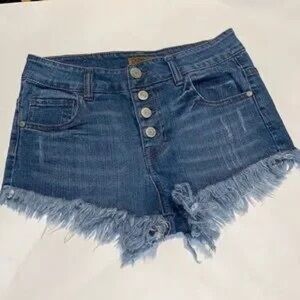 Denim Frayed Hem Women's Shorts
